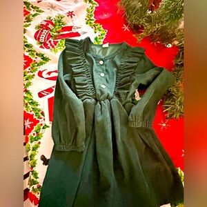 Girls dark green winter dress.